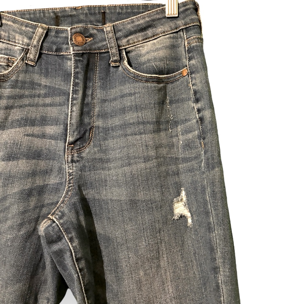 Judy Blue Boyfriend Fit Blue Jeans High Rise Distressed Size 1 - Picture 8 of 14